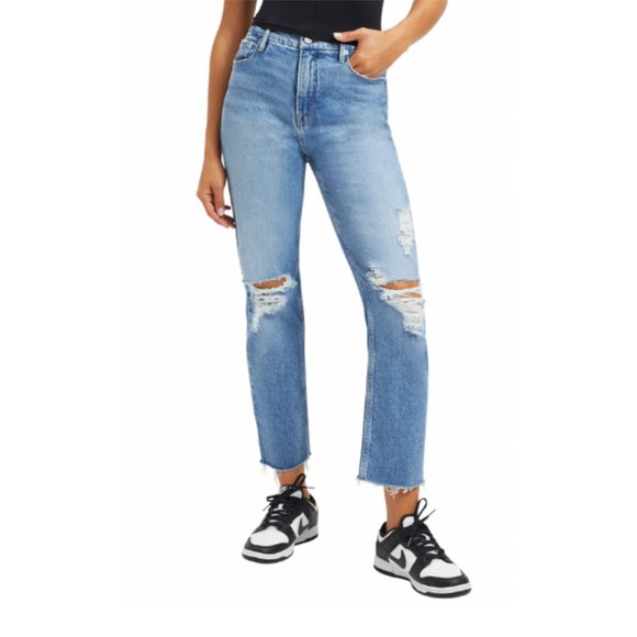 Good American Good Icon High Waist Crop Straight Leg Jeans - SIZE 2O - Picture 1 of 3